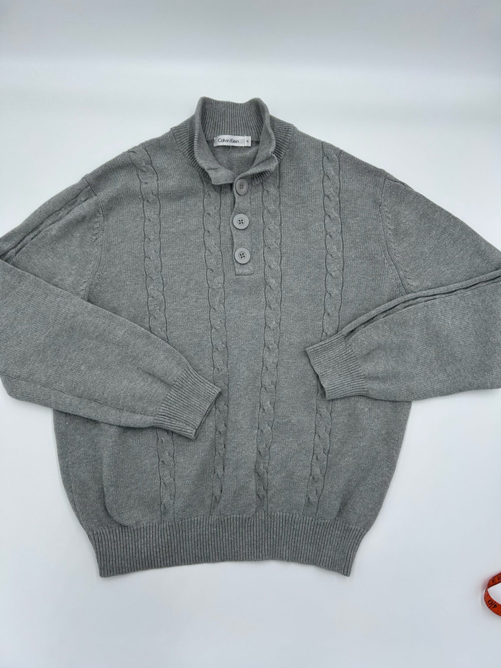 Calvin Klein Men's Gray Cable Knit Turtleneck Sweater
